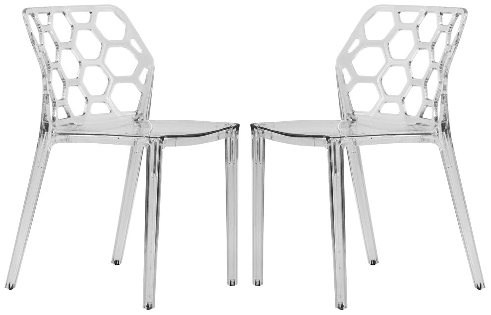 Clear plastic transparent lucite dining chair / set of 2 by Leisure Mod