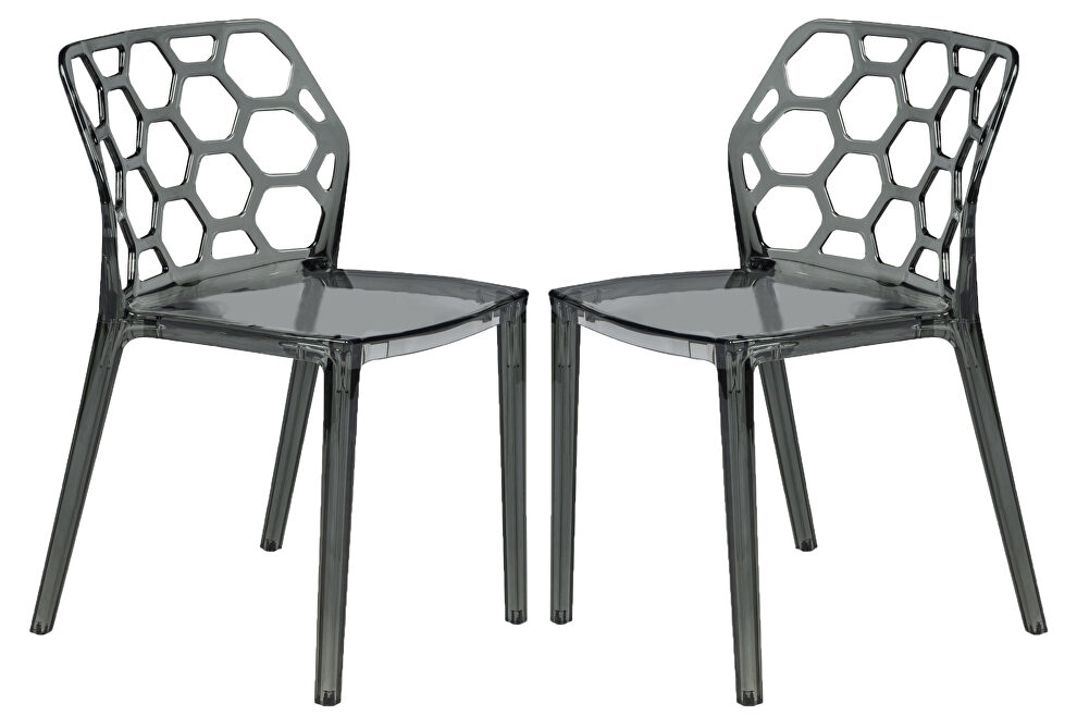 Transparent black plastic transparent lucite dining chair/ set of 2 by Leisure Mod
