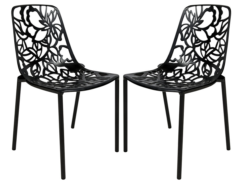Black painted finish aluminum frame dining chair/ set of 2 by Leisure Mod