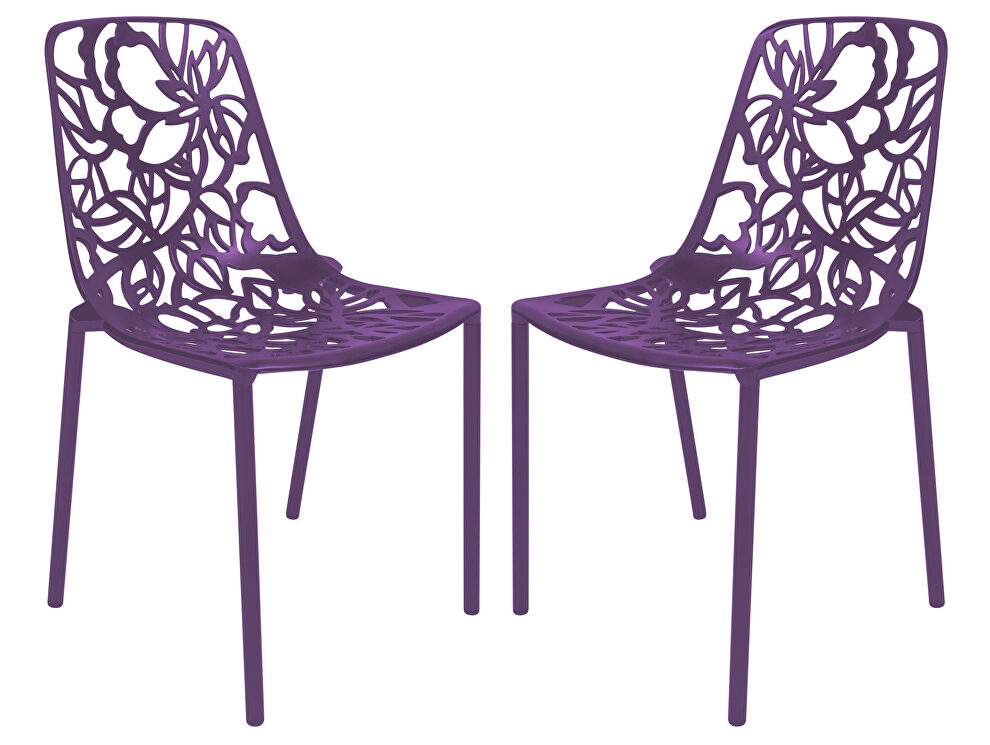 Purple painted finish aluminum frame dining chair/ set of 2 by Leisure Mod