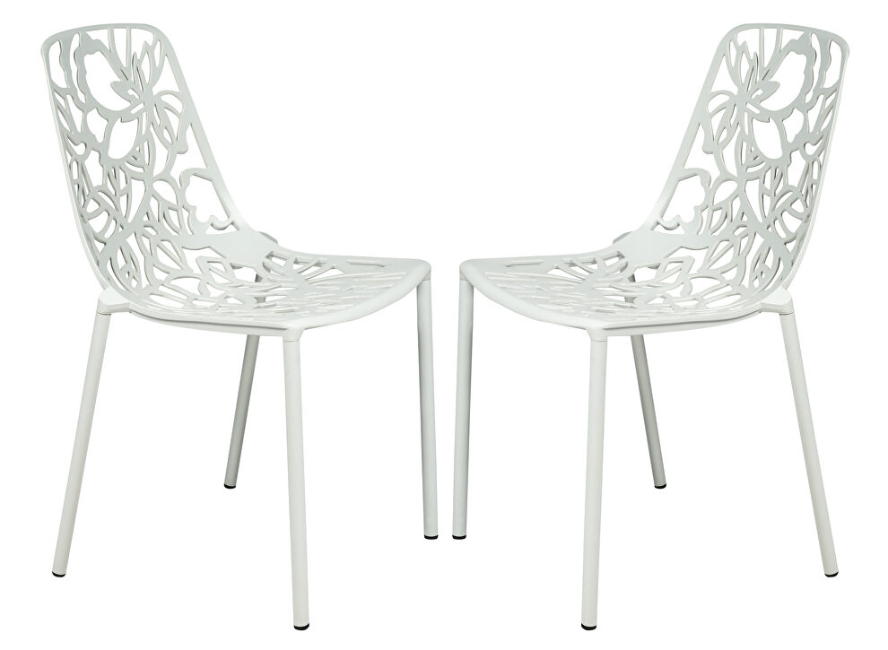 White painted finish aluminum frame dining chair/ set of 2 by Leisure Mod