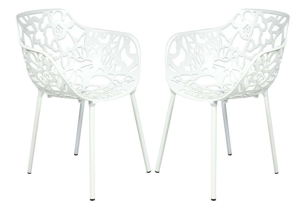 White painted glossy finish aluminum frame dining chair/ set of 2 by Leisure Mod