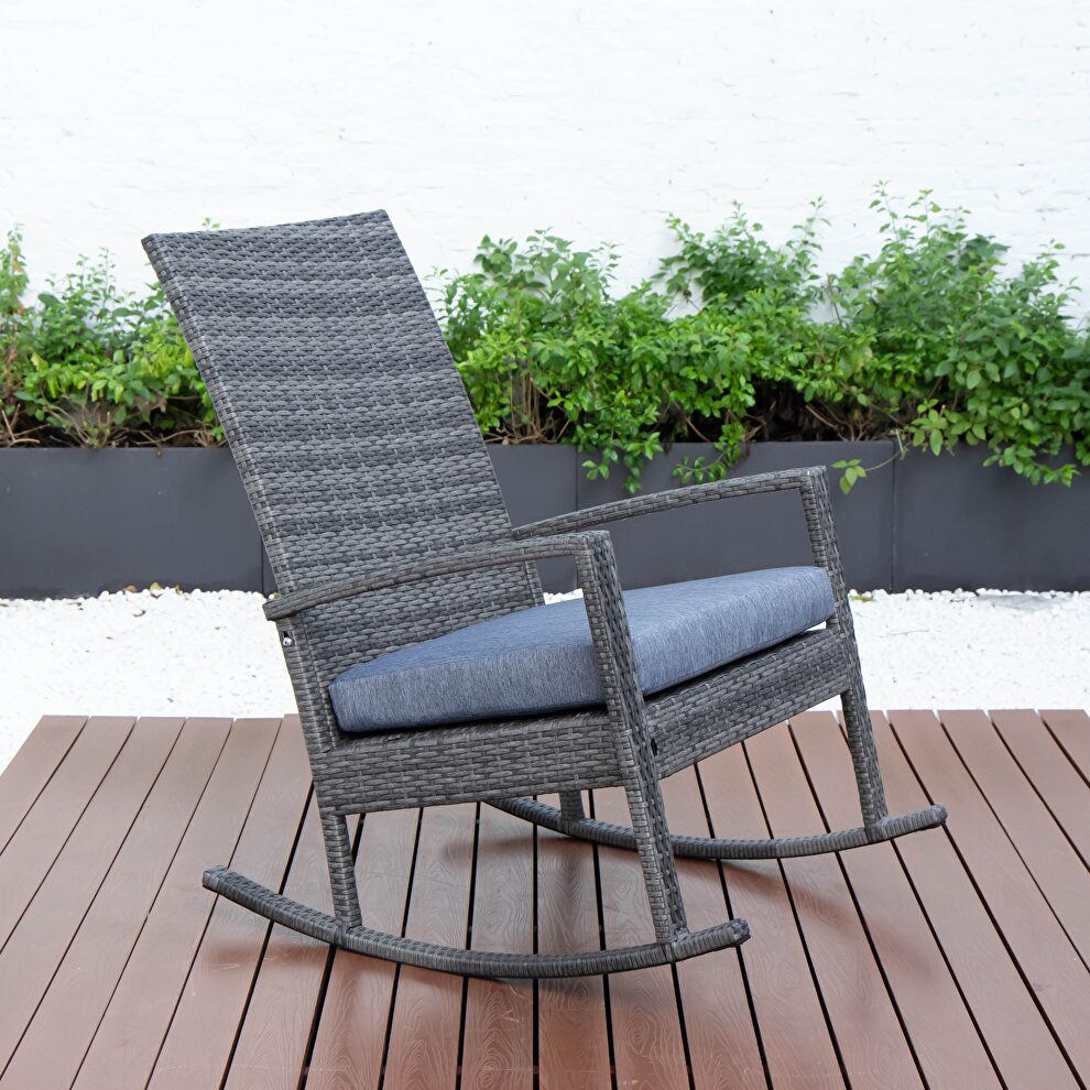 Charcoal finish outdoor wicker rocking chairs by Leisure Mod