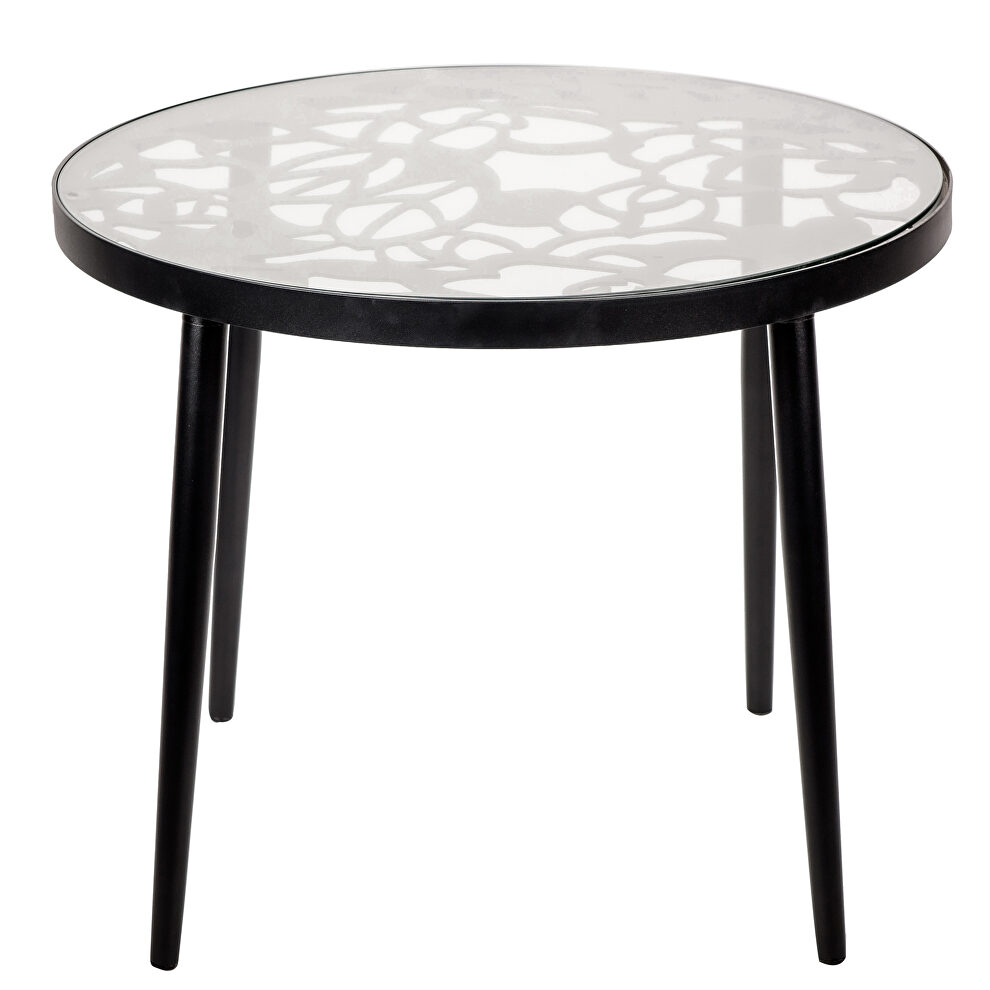 High-quality tempered glass top/ black frame side table by Leisure Mod