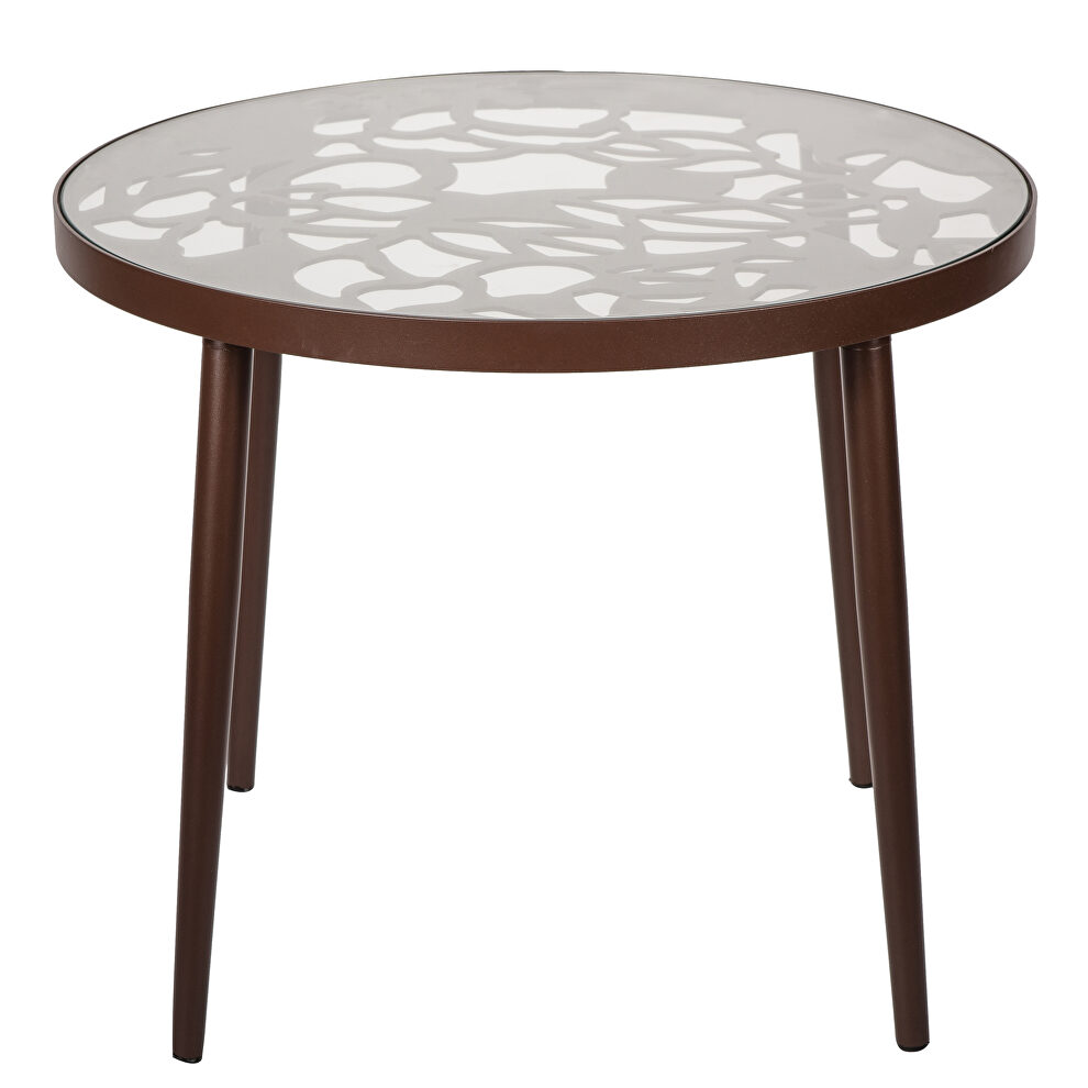 High-quality tempered glass top/ brown frame side table by Leisure Mod