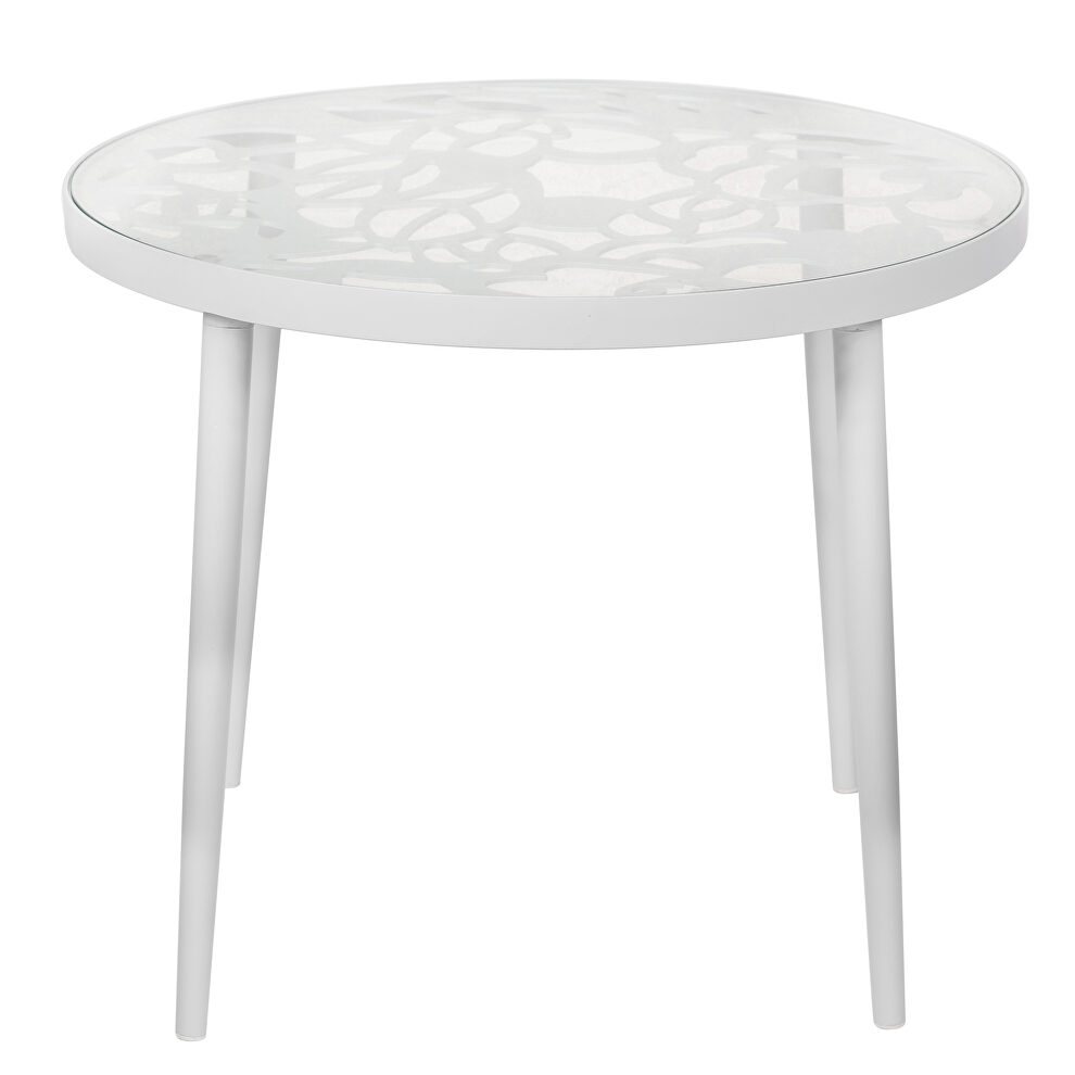 High-quality tempered glass top/ white frame side table by Leisure Mod