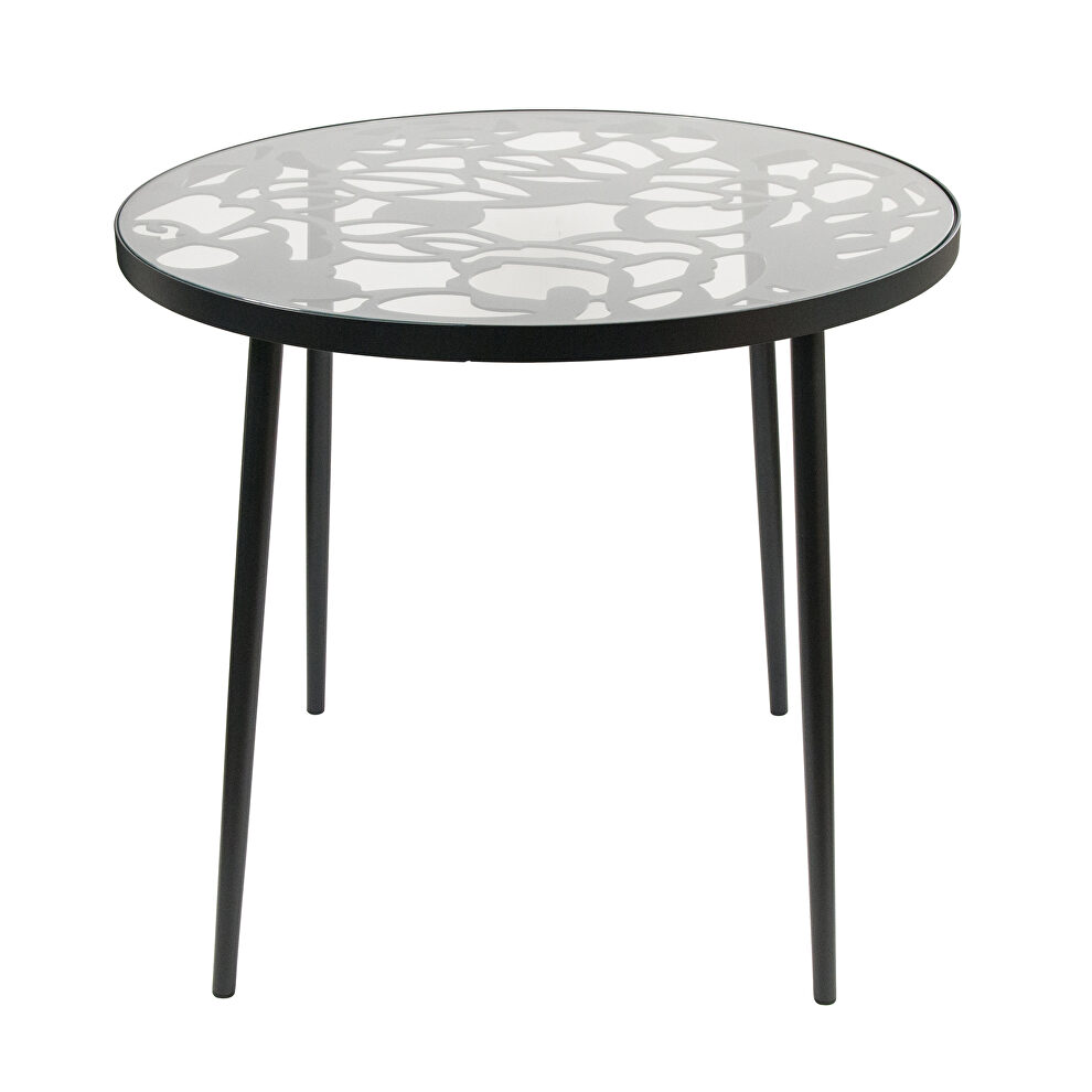 High-quality tempered glass top/ black frame painted bistro table by Leisure Mod