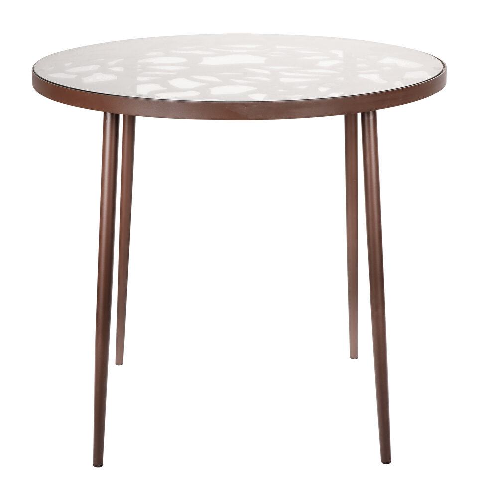 High-quality tempered glass top/ brown frame painted bistro table by Leisure Mod