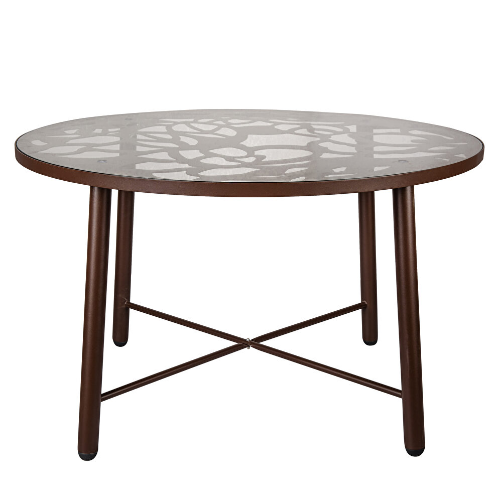 High-quality tempered glass top/ brown frame painted dining table by Leisure Mod
