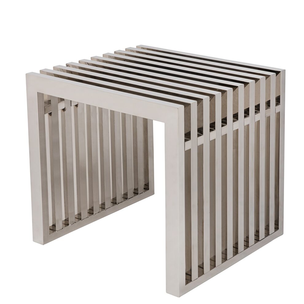 Polished stainless steel finish bench by Leisure Mod
