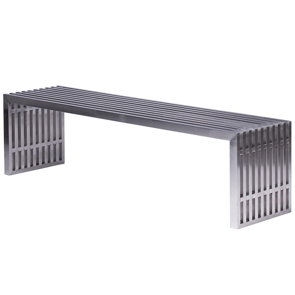 Sturdy construction brushed stainless steel bench by Leisure Mod