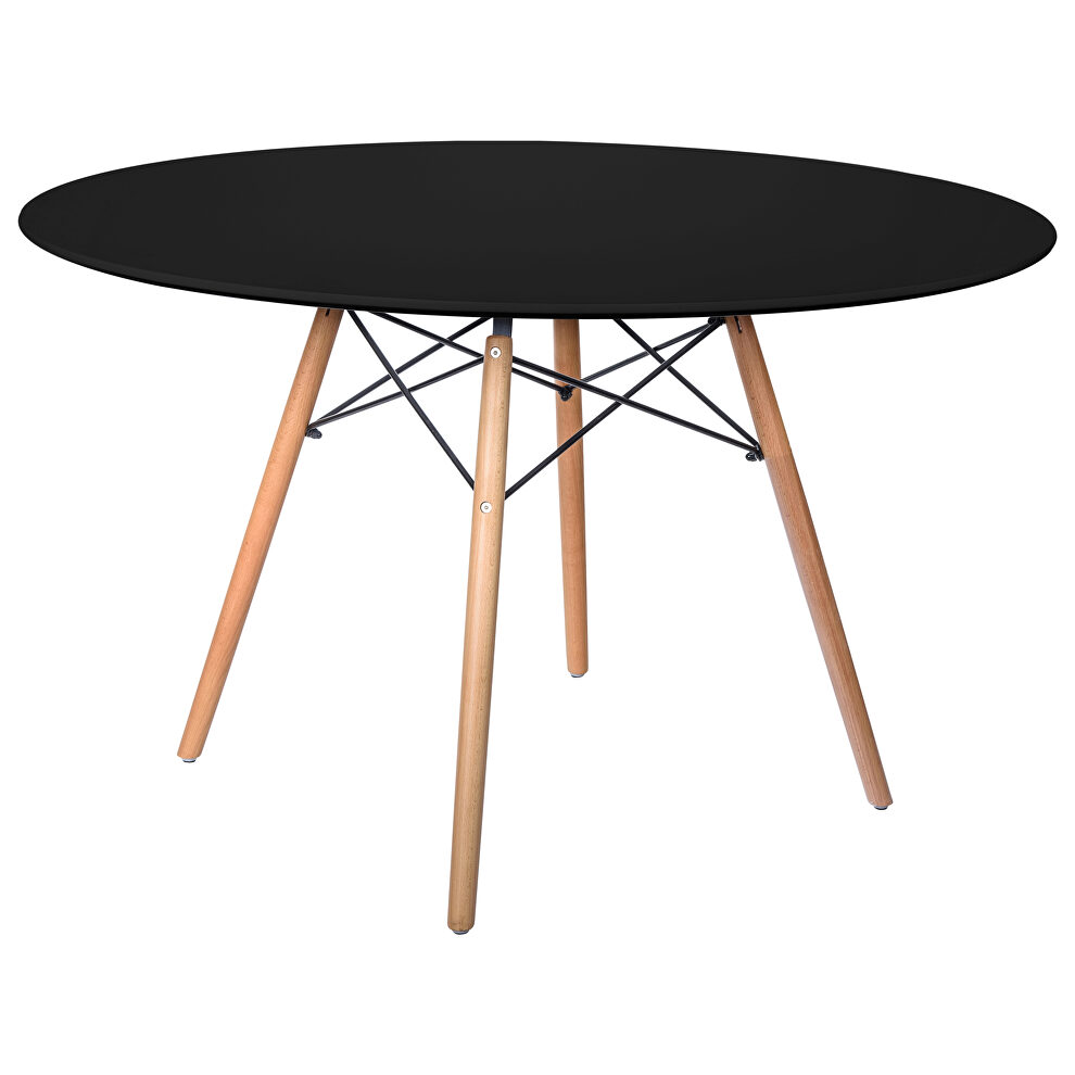 Black round top mdf wood transitional dining table by Leisure Mod