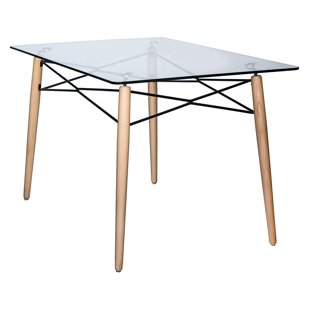 Clear glass rectangular top/ eiffel base transitional dining table by Leisure Mod