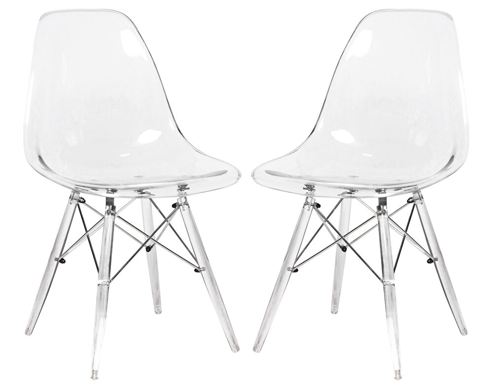 Clear plastic seat and acrylic base dining chair/ set of 2 by Leisure Mod