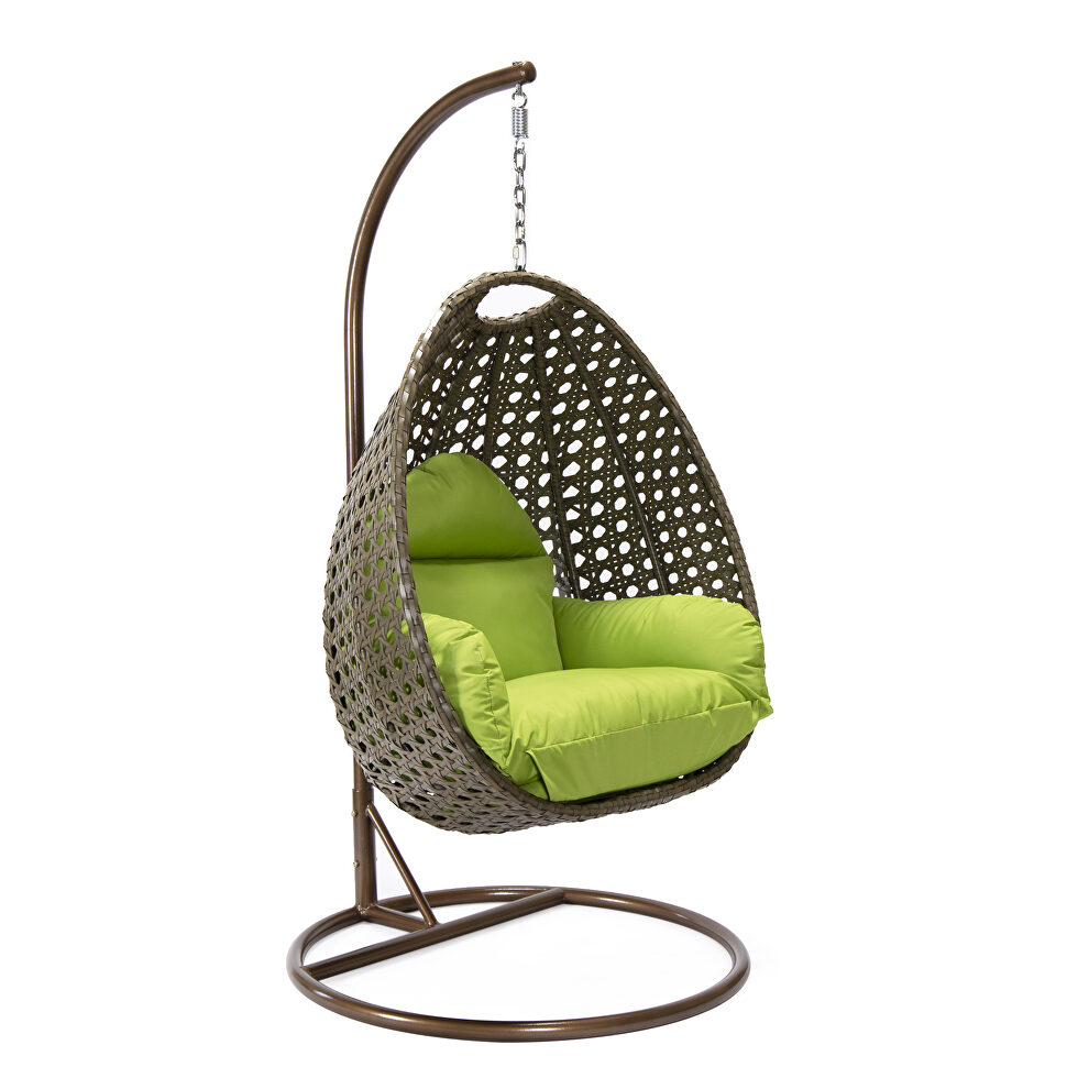 Light green cushion wicker hanging egg swing chair by Leisure Mod