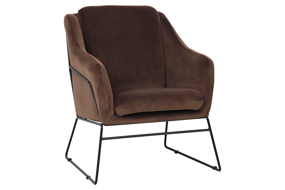 Coffee brown soft velvet fabric chair by Leisure Mod