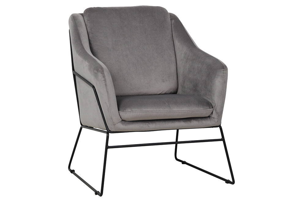 Fossil gray soft velvet fabric chair by Leisure Mod