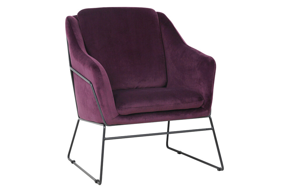 Olive purple soft velvet fabric chair by Leisure Mod