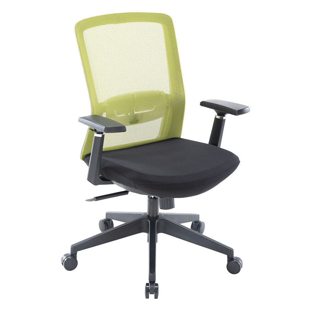 Green modern office task chair with adjustable armrests by Leisure Mod