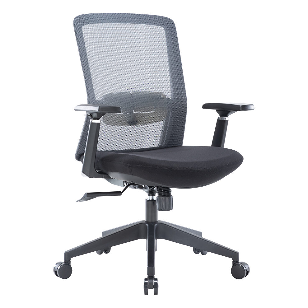 Gray modern office task chair with adjustable armrests by Leisure Mod