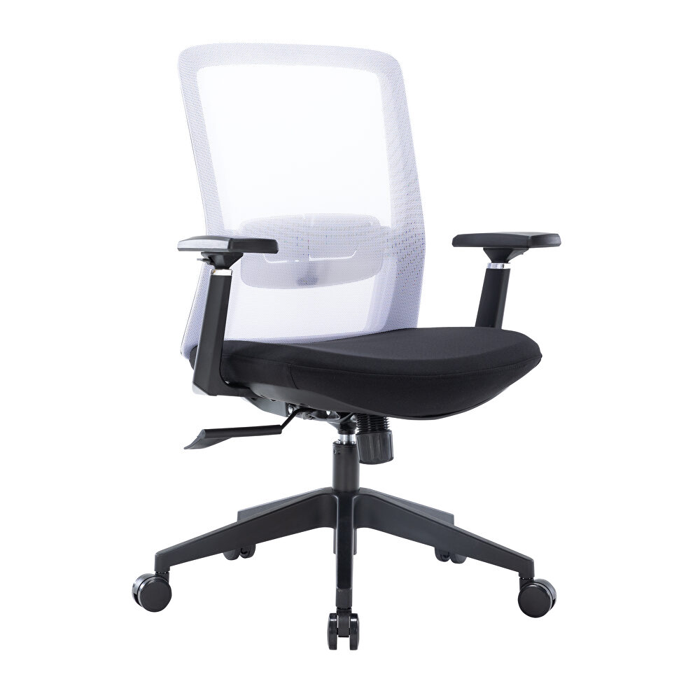 White modern office task chair with adjustable armrests by Leisure Mod