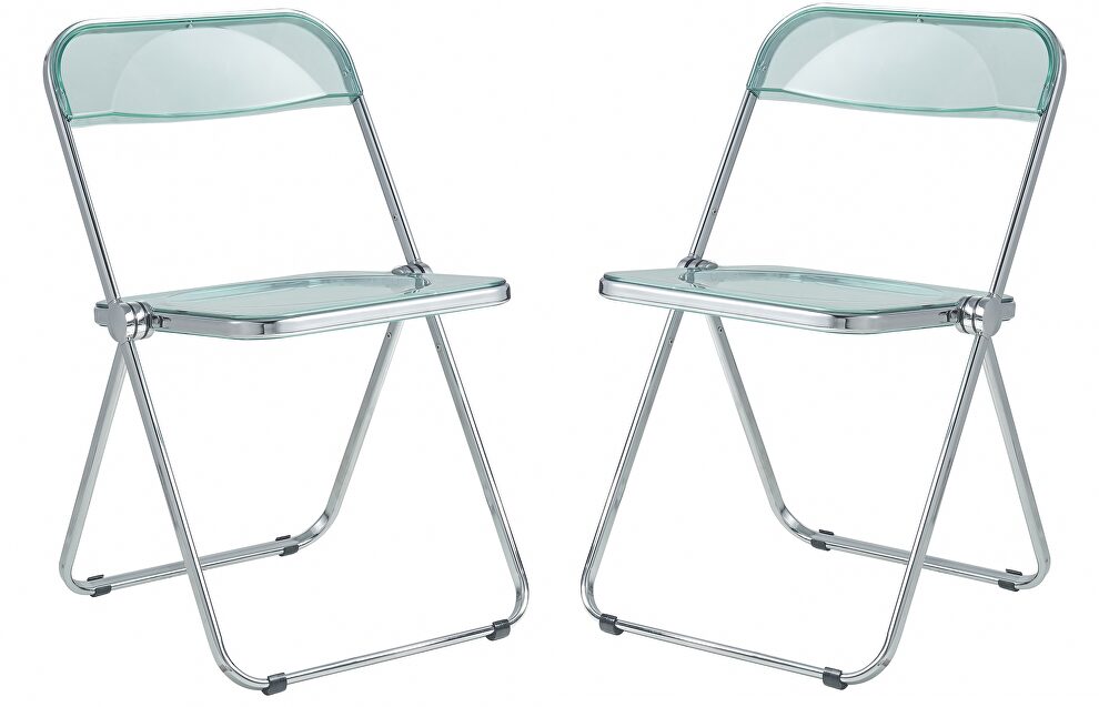 Jade green transparent acrylic seat and backrest dining chair/ set of 2 by Leisure Mod