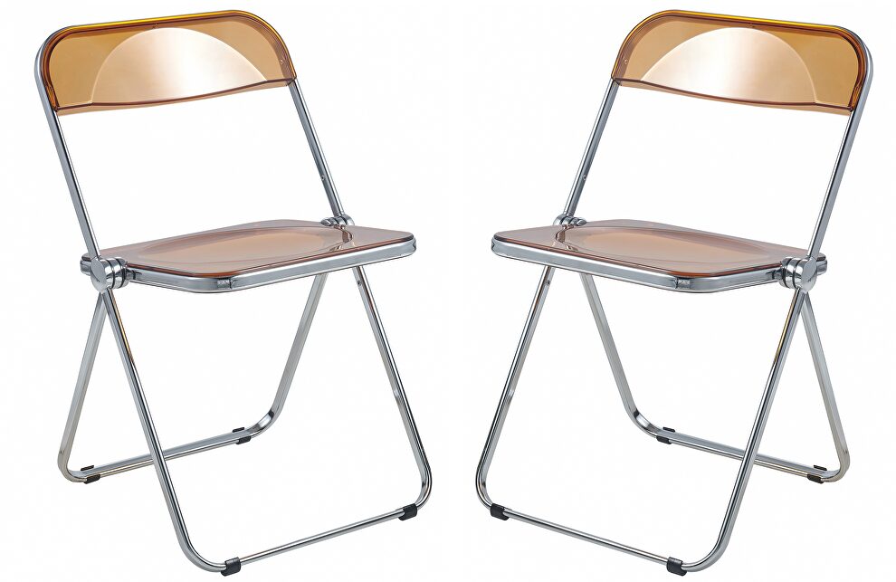 Tangerine transparent acrylic seat and backrest dining chair/ set of 2 by Leisure Mod