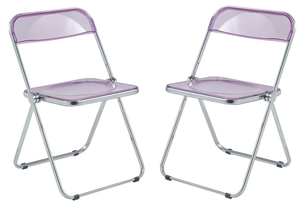 Magenta transparent acrylic seat and backrest dining chair/ set of 2 by Leisure Mod