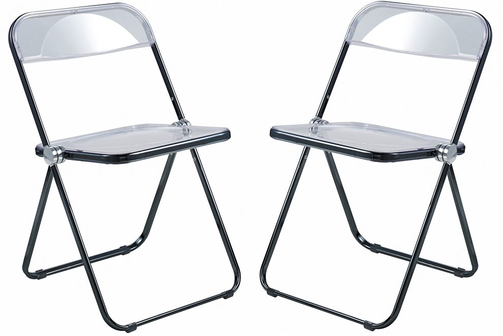 Transparent acrylic seat and black chrome frame dining chair/ set of 2 by Leisure Mod