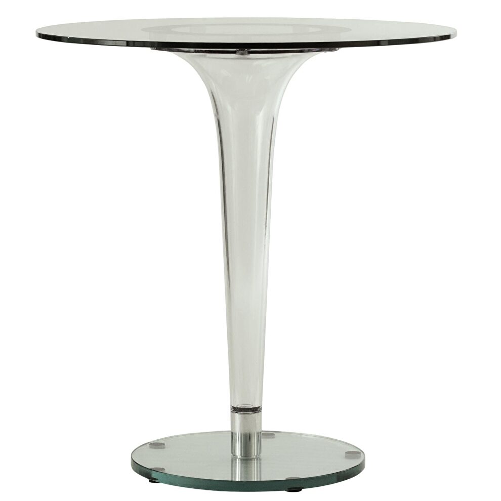 Round clear tempered glass top modern dining table by Leisure Mod