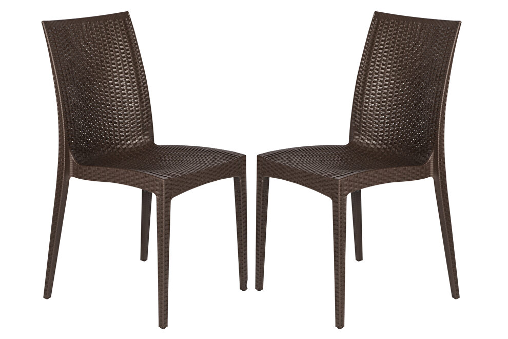 Brown polypropylene material simple modern dinins chair/ set of 2 by Leisure Mod
