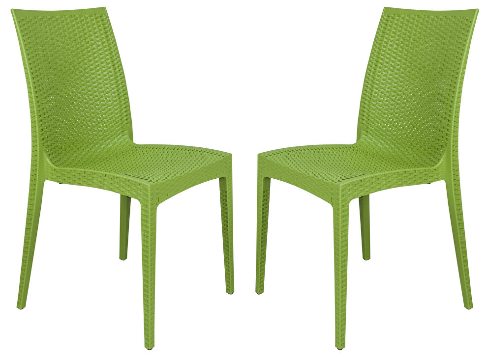 Green polypropylene material simple modern dinins chair/ set of 2 by Leisure Mod