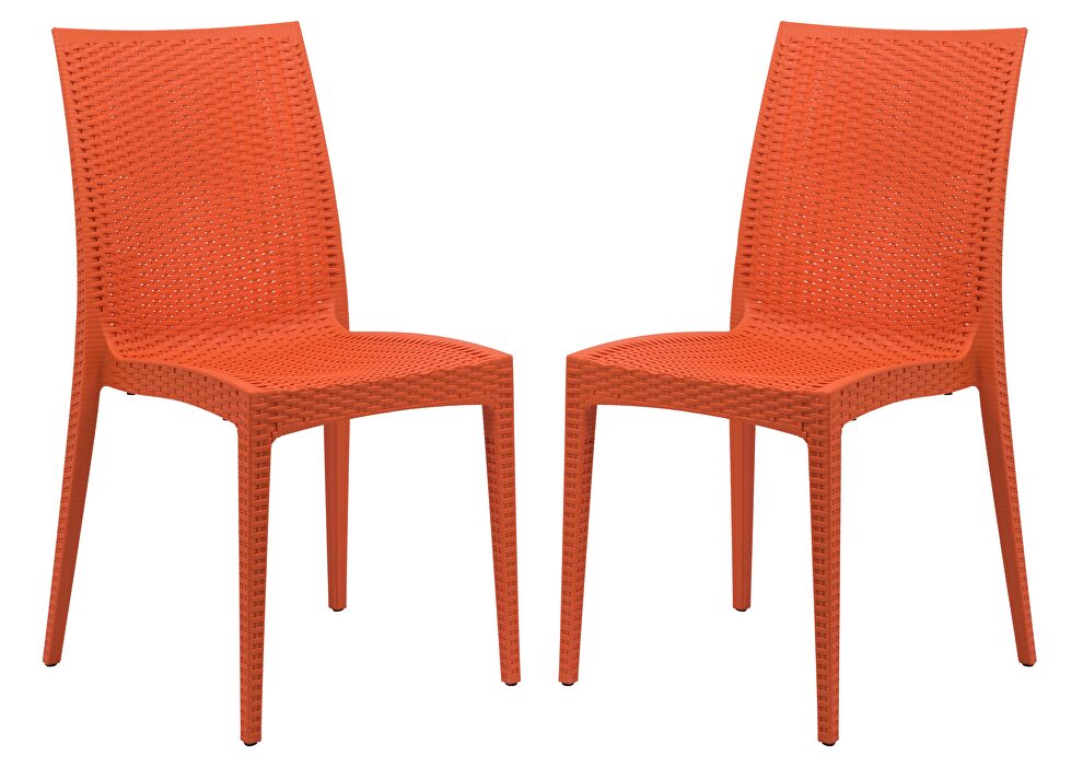 Orange polypropylene material simple modern dinins chair/ set of 2 by Leisure Mod