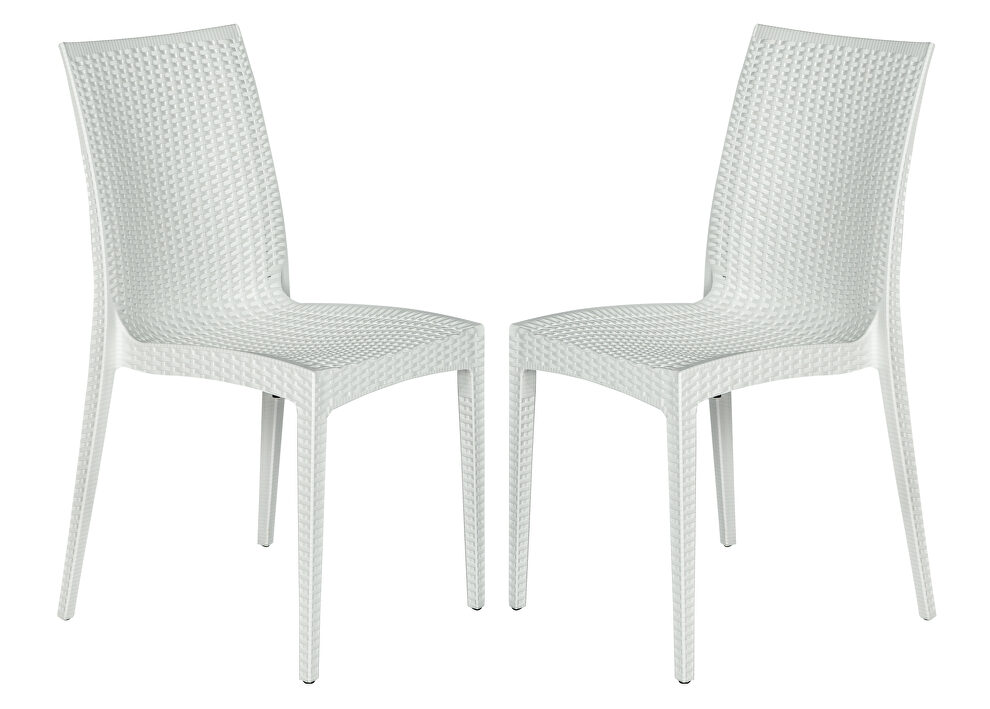 White polypropylene material simple modern dinins chair/ set of 2 by Leisure Mod