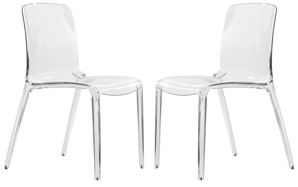 Clear strong plastic material dining chair/ set of 2 by Leisure Mod