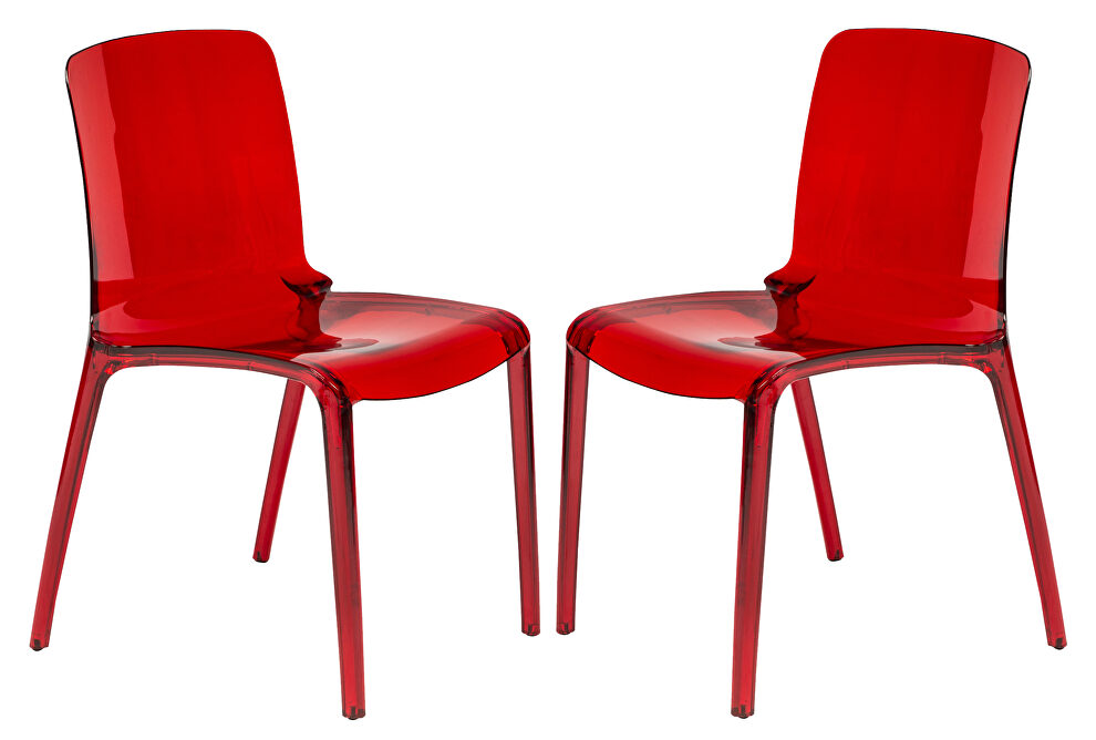 Red strong plastic material dining chair/ set of 2 by Leisure Mod