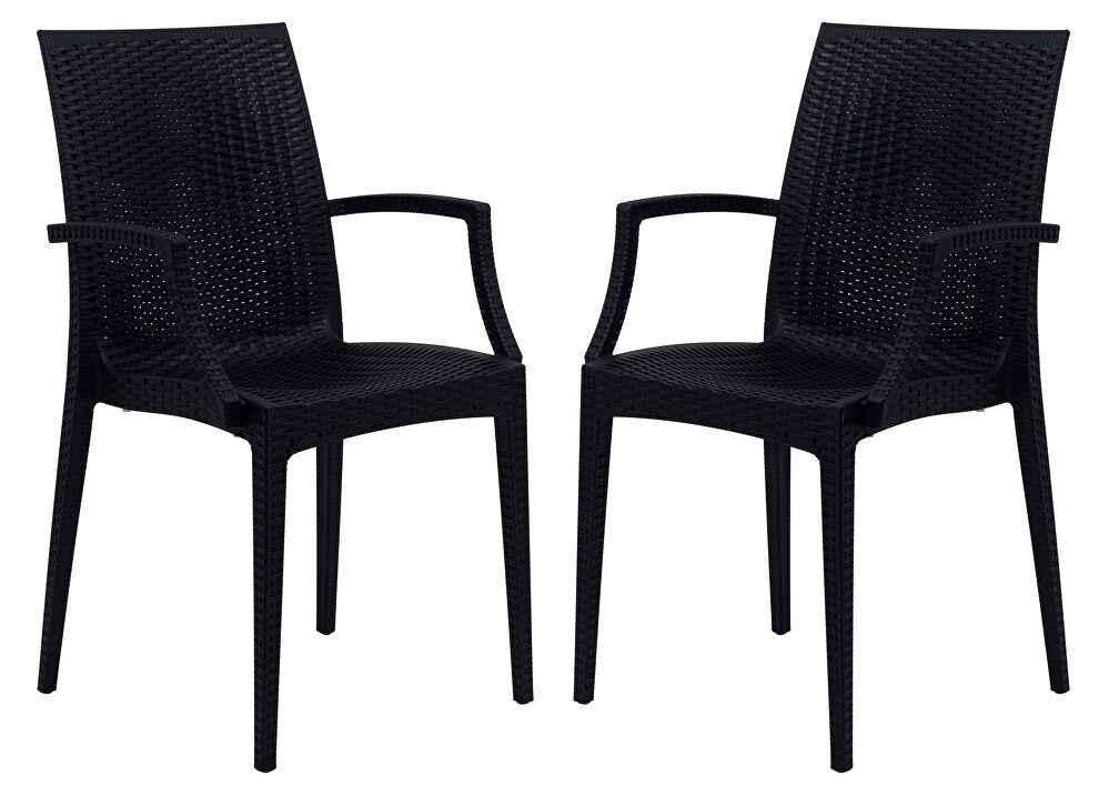 Black polypropylene material attractive weave design dining chair/ set of 2 by Leisure Mod