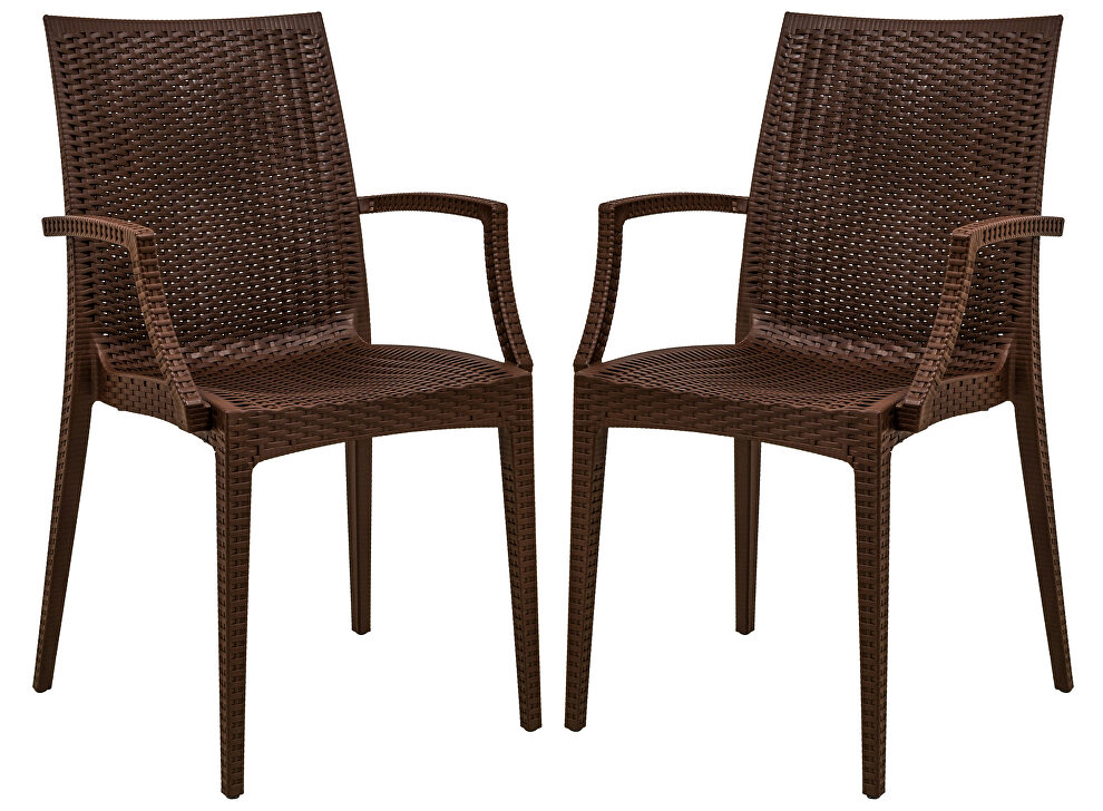 Brown polypropylene material attractive weave design dining chair/ set of 2 by Leisure Mod