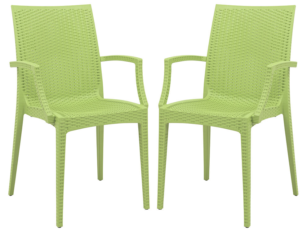 Green polypropylene material attractive weave design dining chair/ set of 2 by Leisure Mod