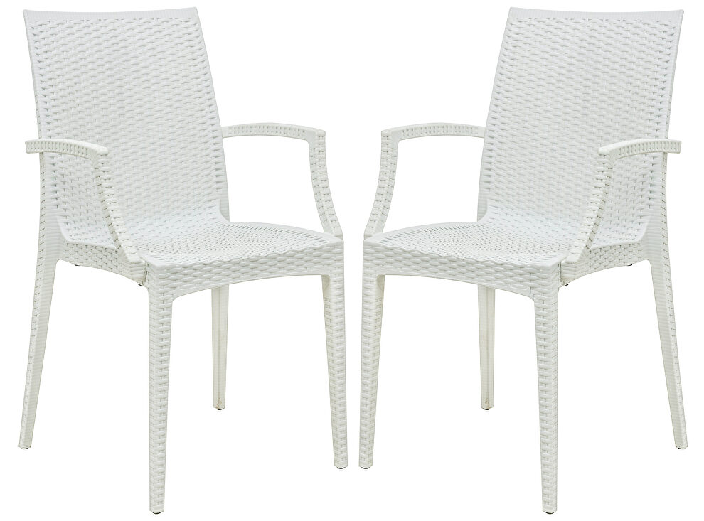 White polypropylene material attractive weave design dining chair/ set of 2 by Leisure Mod