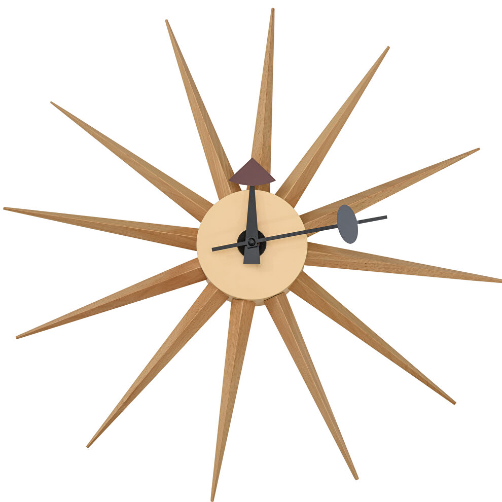 Natural wood metal star silent non-ticking wall clock by Leisure Mod