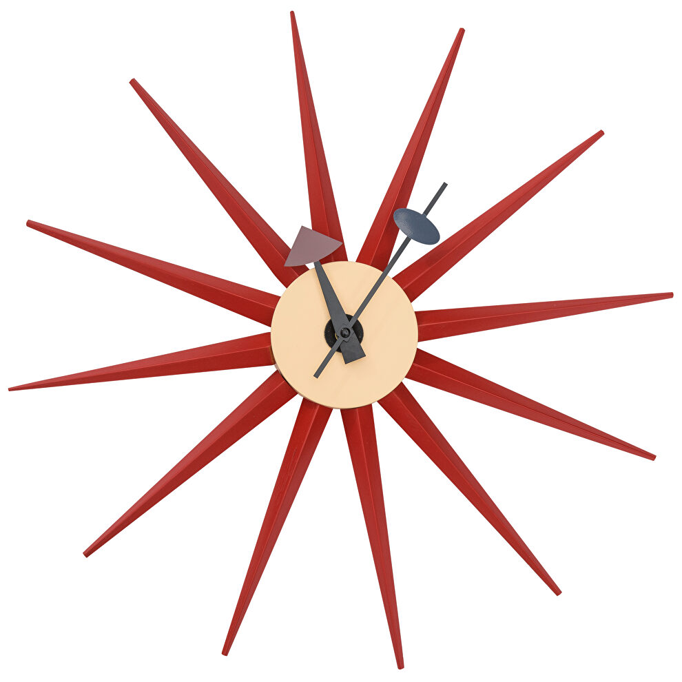 Red metal star silent non-ticking wall clock by Leisure Mod