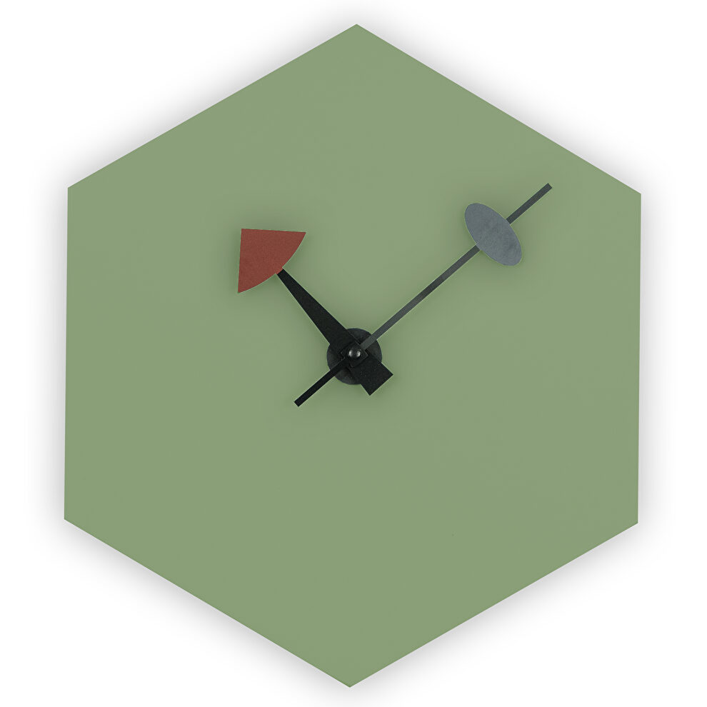 Mint finish hexagon silent non-ticking modern wall clock by Leisure Mod
