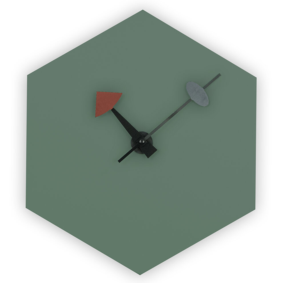 Ocean green finish hexagon silent non-ticking modern wall clock by Leisure Mod