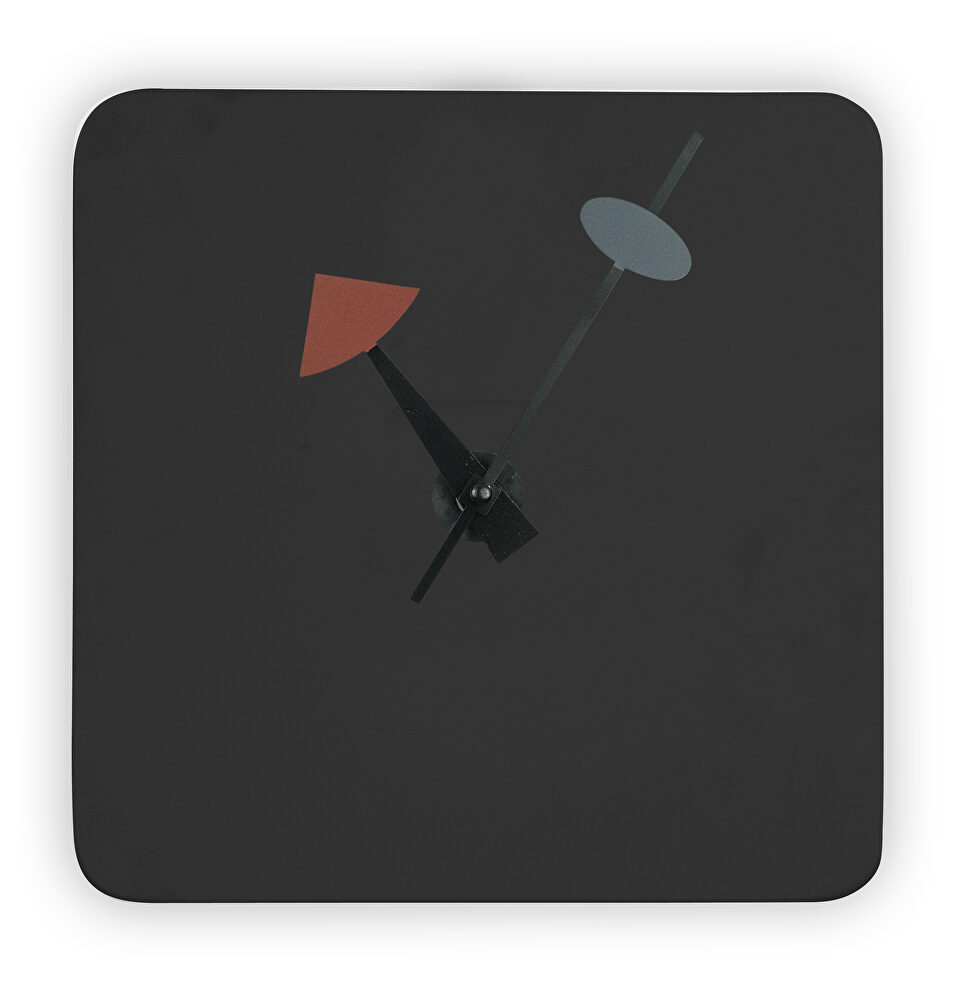 Black finish square silent non-ticking modern wall clock by Leisure Mod