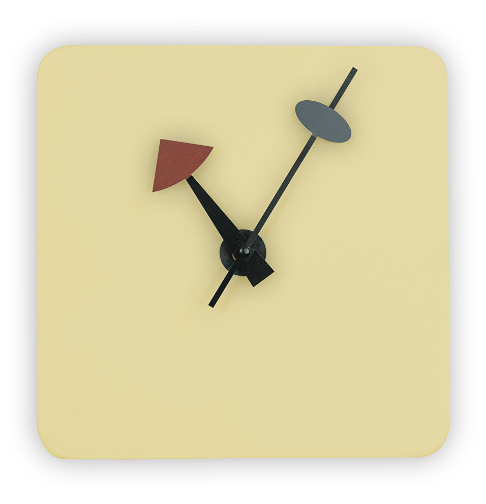 Cream finish square silent non-ticking modern wall clock by Leisure Mod