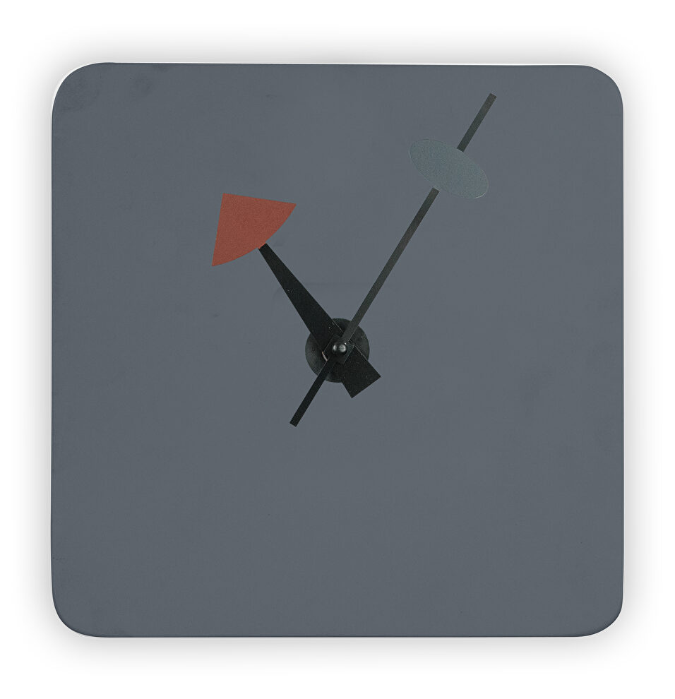 Dark gray square silent non-ticking modern wall clock by Leisure Mod