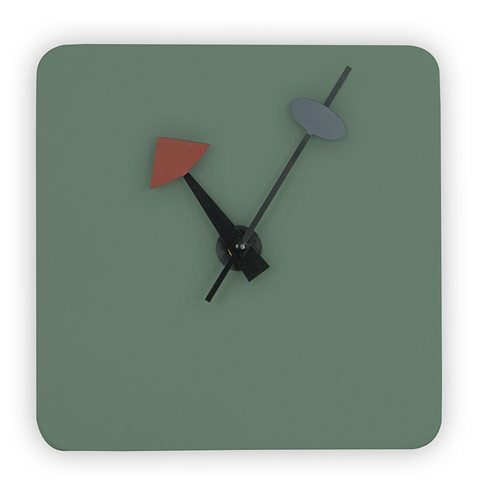 Ocean green finish square silent non-ticking modern wall clock by Leisure Mod