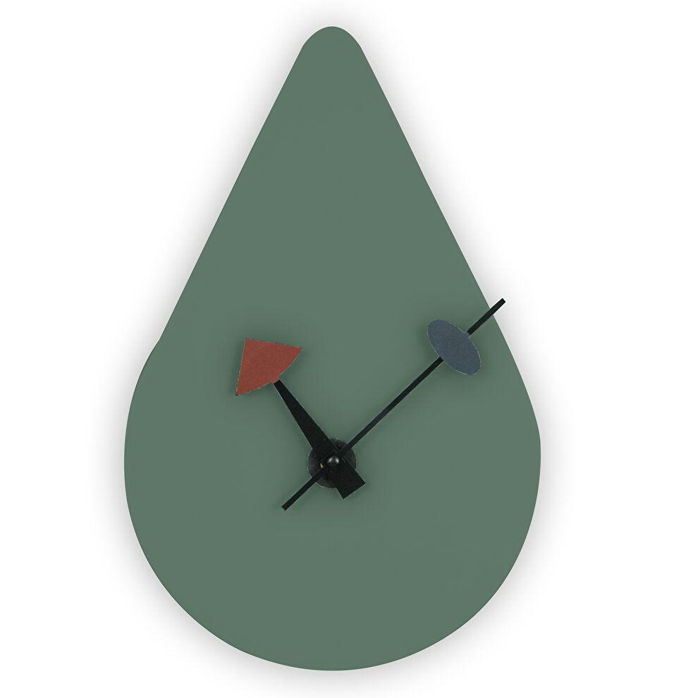 Ocean green finish tear-drop silent non-ticking modern wall clock by Leisure Mod