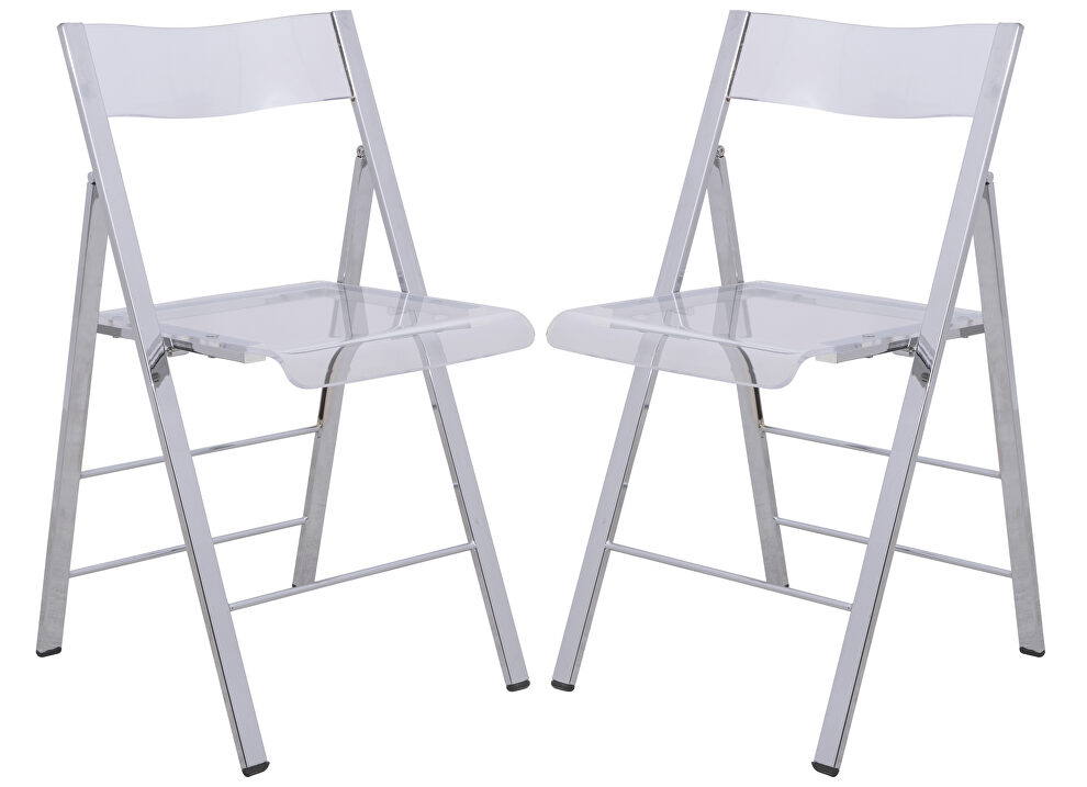 Clear acrylic seat and backrest dining chair/ set of 2 by Leisure Mod